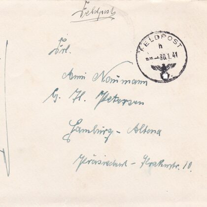 Umschlag Feldpostnummer M 01881 v. 30.01.41