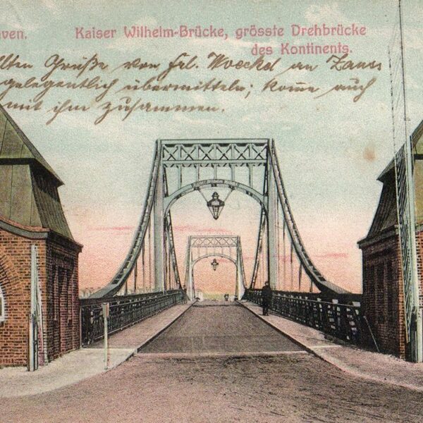 Kaiser Wilhelm-Brücke, grösste Drehbrücke des Kontinents 1910