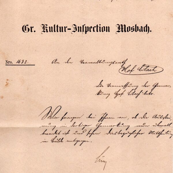 Gr. Kultur-Inspection Mosbach 1891