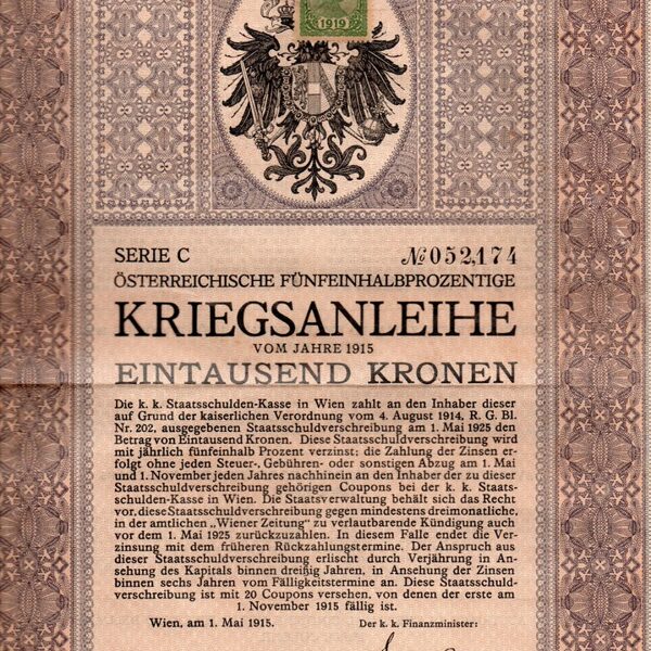 Kriegsanleihe 1000 Kronen Österreich 1915