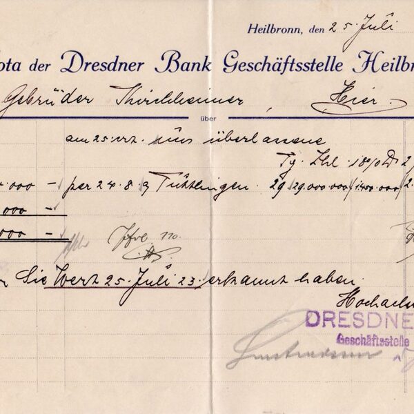 Nota Dresdner Bank v. 25.07.1923