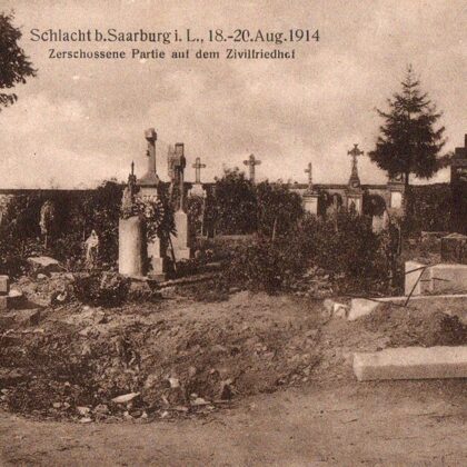 Schlacht bei Saarburg 1914 - Zerschossene Partie auf dem Zivilfriedhof 1914