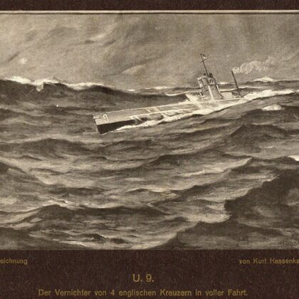 U 9 - Der Vernichter von 4 englischen Kreuzern in voller Fahrt