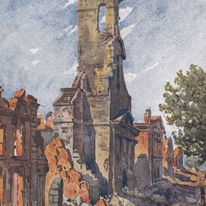 mini-Stadtkirche v. Langwy-Haut mit Rathaus 1918
