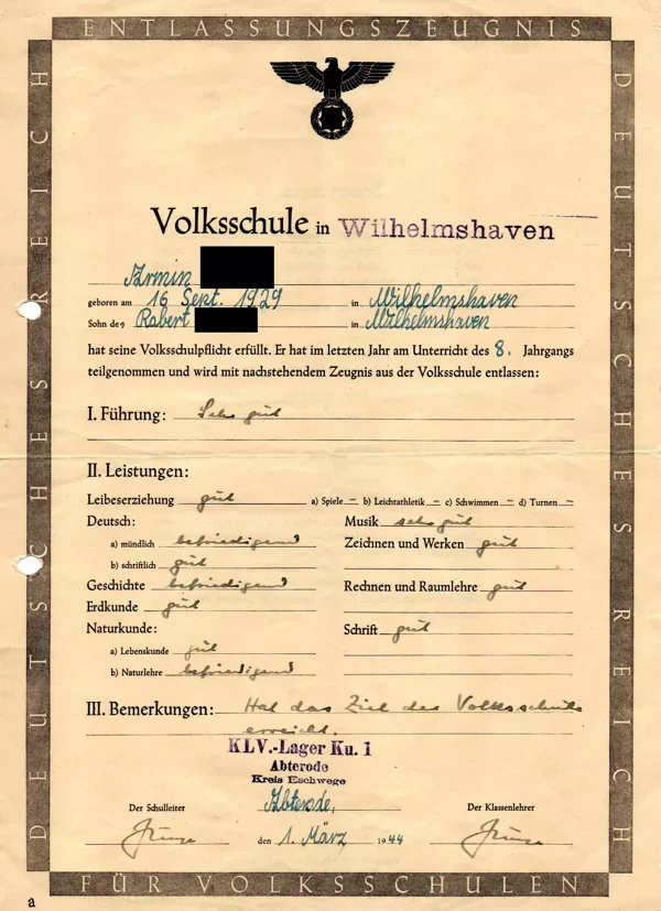Volksschulzeugnis