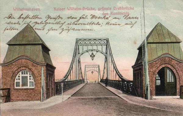 Kaiser Wilhelm-Brücke, grösste Drehbrücke des Kontinents 1910