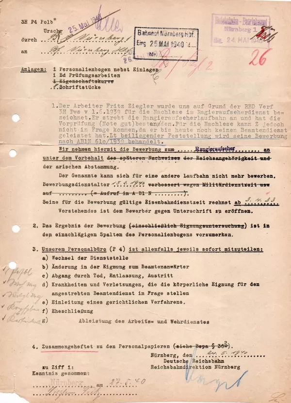 Bogen Reichsbahn Betriebsamt 1940