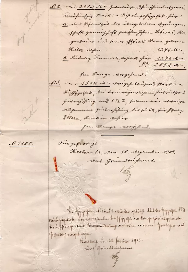 Grundbucheintrag Karlsruhe 1915