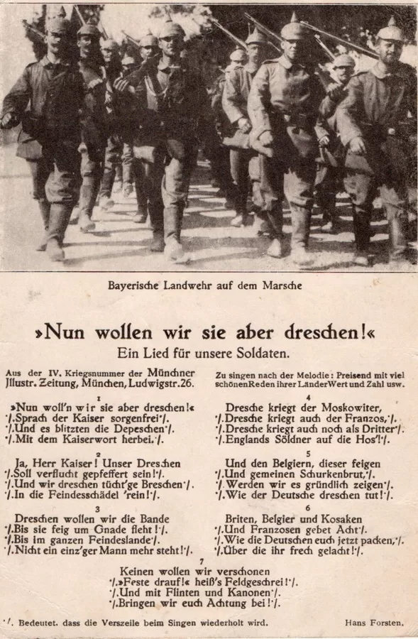 Liederkarte-Nun wollen wie sie aber dreschen 1914