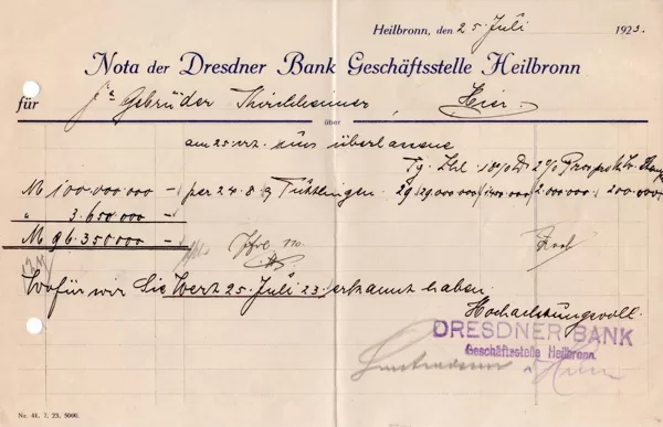 Nota Dresdner Bank v. 25.07.1923