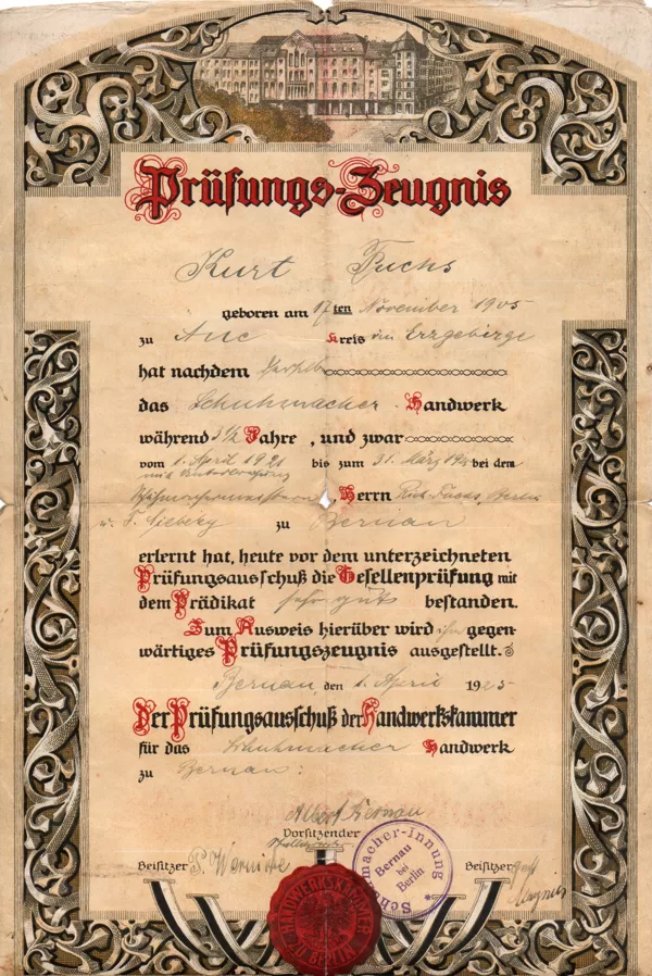 Prüfungszeugnis Schumacher Bernau 01.04.25