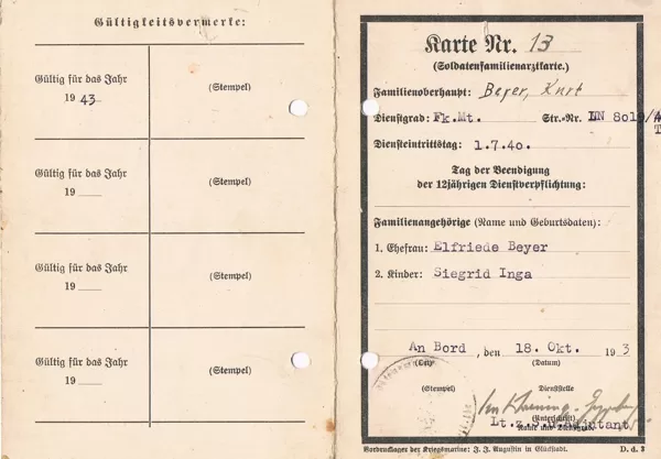 Soldatenfamilienarztkarte