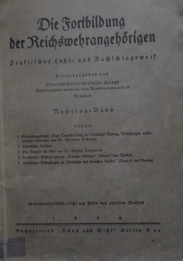 Fortbildung der Reichswehrangehörigen