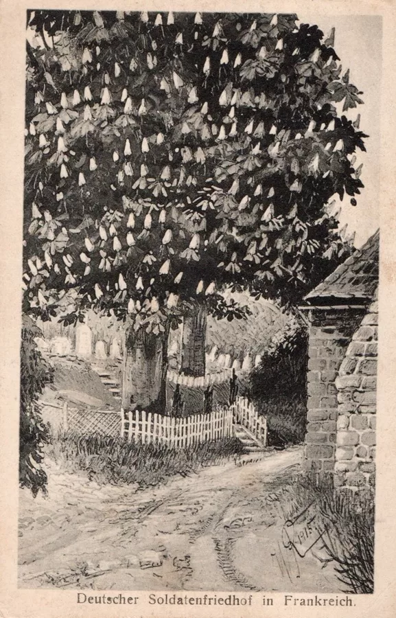 Deutscher Soldatenfriedhof in Südfrankreich 1916 