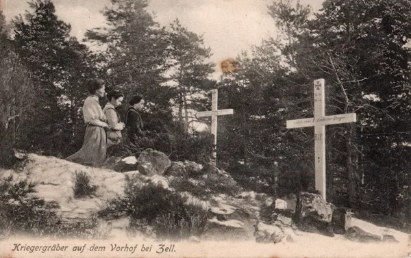 Kriegergräber auf dem Vorhof bei Zell 1915 