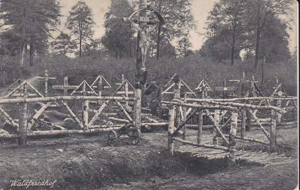 Unbekannter Waldfriedhof in Frankreich 1915